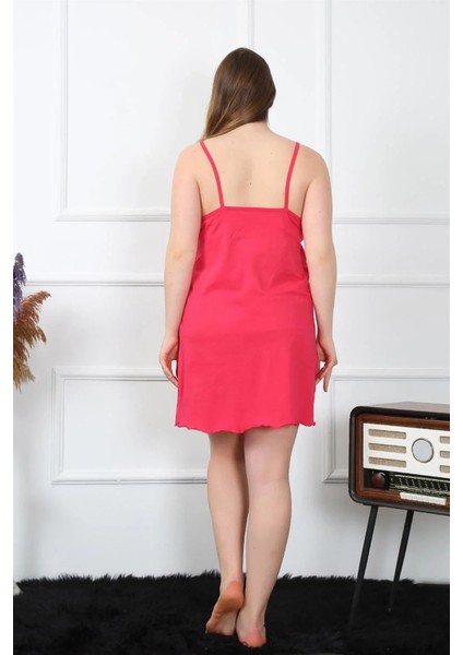 Kadın Pamuklu Fuşya Ip Askılı Büyük Beden Gecelik indirimleri