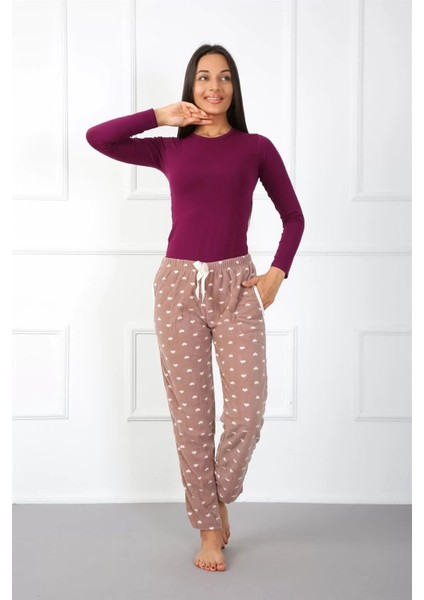 Bayan Welsoft Polar Tek Alt Pijama Kahve