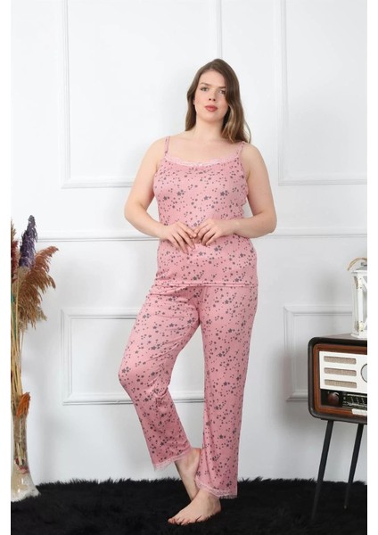 Kadın Büyük Beden Somon Ip Askılı Pijama Takım modelleri