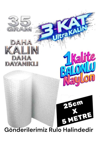 25 cm x 5 Metre Yüksek Kalite Kalın Balonlu Naylon Patpat