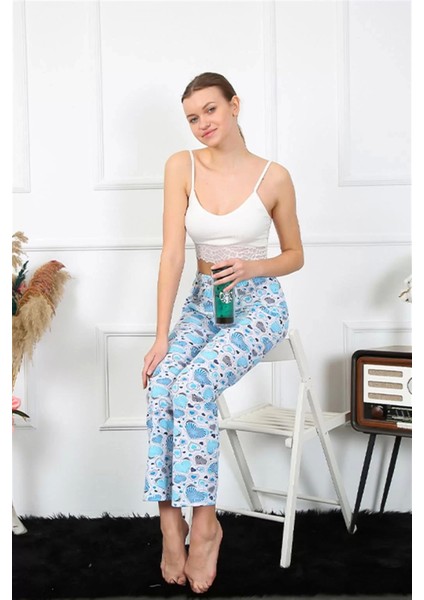 Kadın Pamuklu Alt Pijama Mavi modelleri
