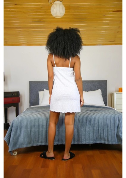 Ip Askılı Penye Gecelik Beyaz fırsatları