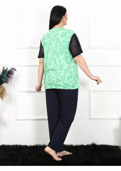 Kadın 5xl-6xl-7xl-8xl Büyük Beden Kısa Kol Pijama Takım Yeşil fırsatları