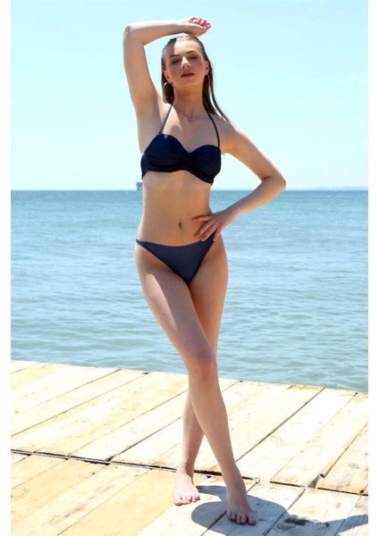 Kadın Dönmeli Straplez Lacivert Bikini modelleri