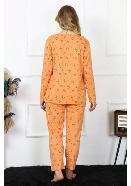Kadın 4xl-5xl-6xl-7xl-8xl Büyük Beden Uzun Kol Pijama Takım Turuncu fırsatları