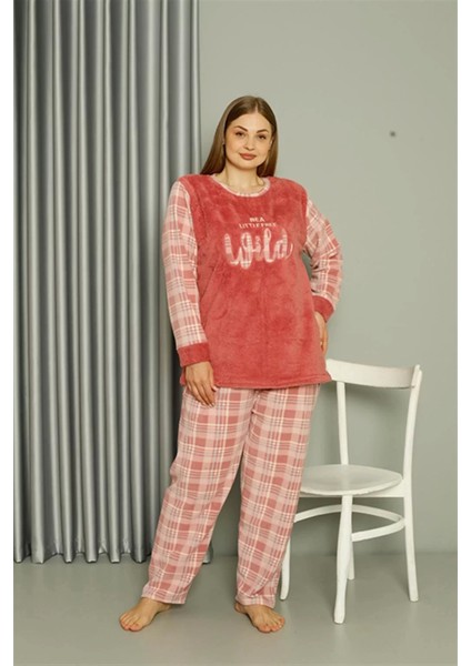 Polar Kadın Büyük Beden Pudra Pijama Takımı