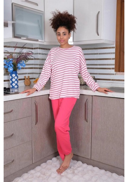 Kadın Uzun Kol 3 Iplik Penye Pijama Takım Beyaz fiyatları