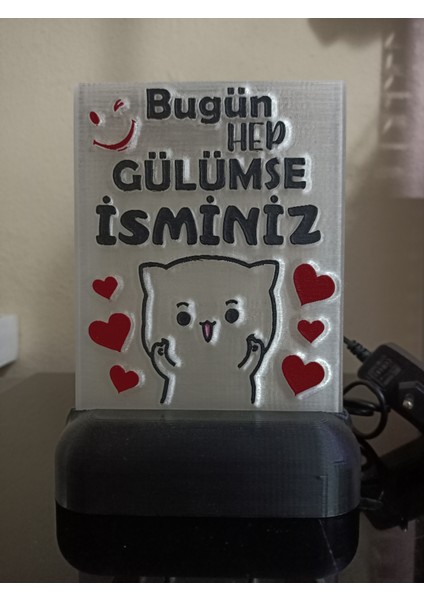 Kişiye Özel Isimli Hediyelik Kablolu LED Lamba - M20 - Bugün Hep Gülümse - Amber Işıklı fiyatları