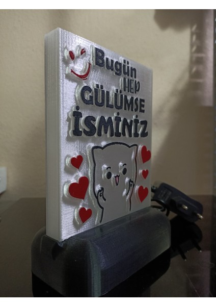Kişiye Özel Isimli Hediyelik Kablolu LED Lamba - M20 - Bugün Hep Gülümse - Amber Işıklı fırsatları