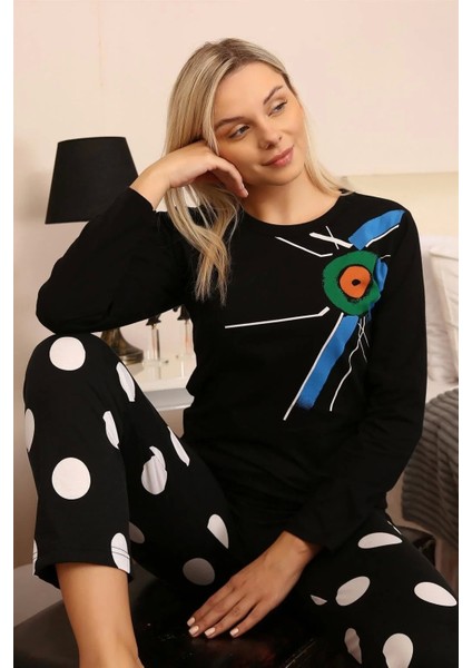 Kadın Uzun Kol Penye Pijama Takım Siyah fiyatları