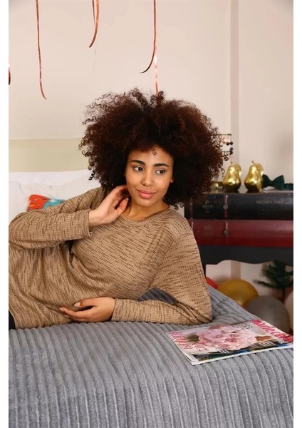 Kadın Uzun Kol Penye Pijama Takım Sütlü Kahve fırsatları