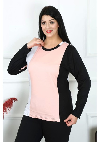 Kadın Büyük Beden Penye Uzun Kol Pijama Takım modelleri