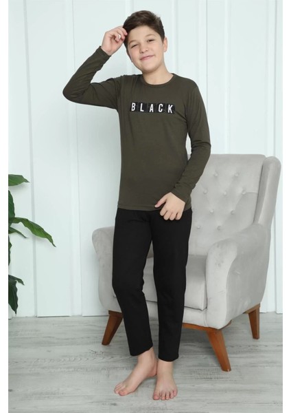 Erkek Çocuk Penye Pijama Takım Haki