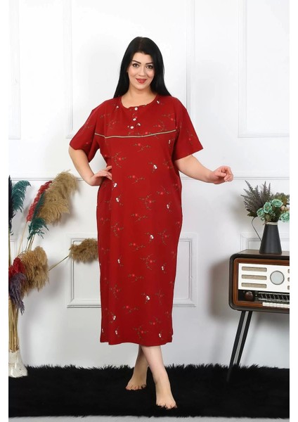 Kadın Büyük Beden Kısa Kol Bordo Anne Gecelik fırsatları