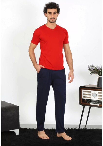 Erkek Penye Kırmızı 3'lü Pijama Takımı