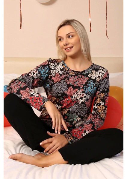 Kadın Uzun Kol Penye Pijama Takım Siyah modelleri