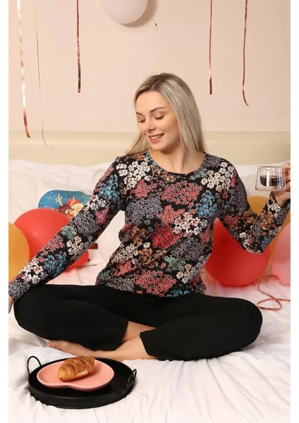 Kadın Uzun Kol Penye Pijama Takım Siyah indirimleri