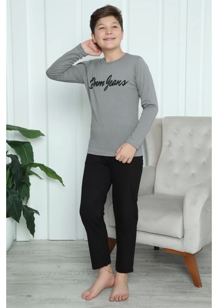 Erkek Çocuk Penye Pijama Takım Füme fırsatları