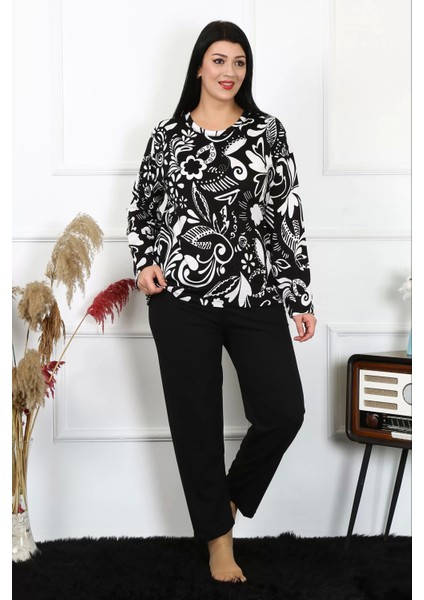 Kadın Büyük Beden Penye Uzun Kol Pijama Takım modelleri