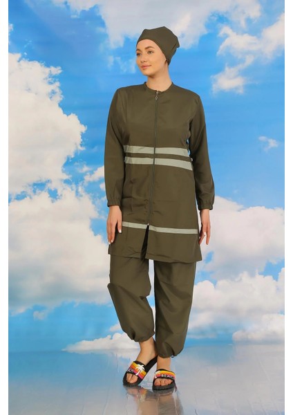Kadın Tam Tesettür Mayo Haki