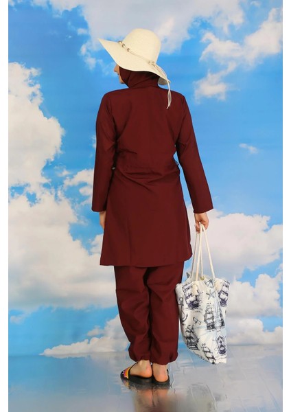 Kadın Tam Tesettür Bordo Mayo indirimleri