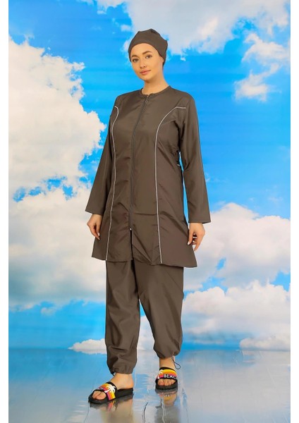 Kadın Tam Tesettür Füme Mayo