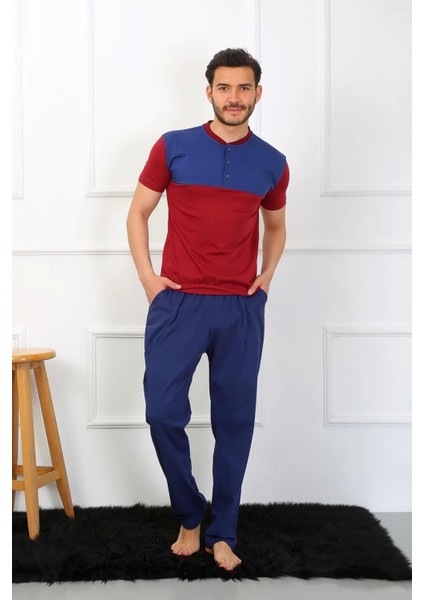 Erkek Penye 3'lü Parlamentmavi Parçalı Pijama Takımı