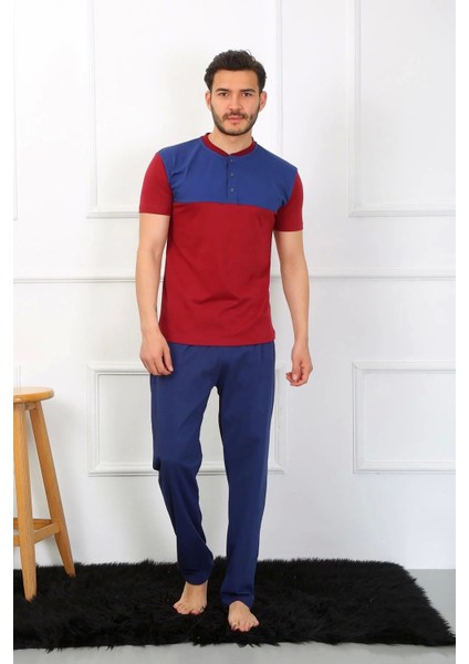 Erkek Penye 3'lü Parlamentmavi Parçalı Pijama Takımı