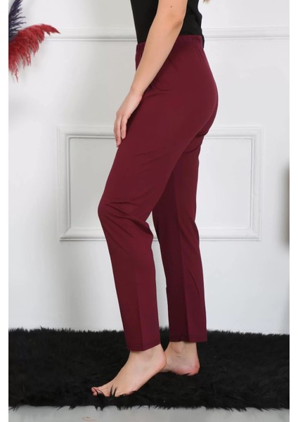 Kadın Pamuk Penye Tek Alt Pijama Bordo modelleri