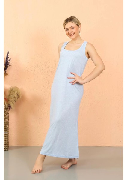 Kadın Kalın Askılı Yırtmaçlı Uzun Gecelik fiyatları