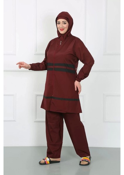 Büyük Beden Tesettür Mayo Bordo fırsatları