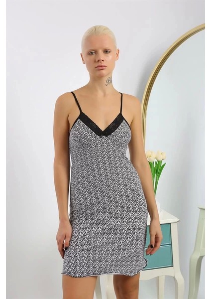 Kadın Penye Desenli Ip Askılı Gecelik fiyatları