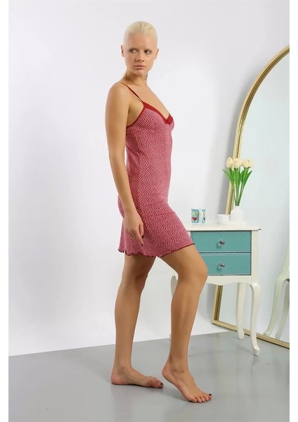 Kadın Penye Desenli Ip Askılı Gecelik modelleri