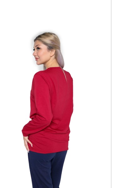 Kadın Uzun Kol Penye Pijama Takımı Bordo modelleri