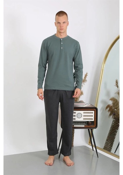 Erkek Penye Uzun Kol Pijama Takımı Haki fiyatları