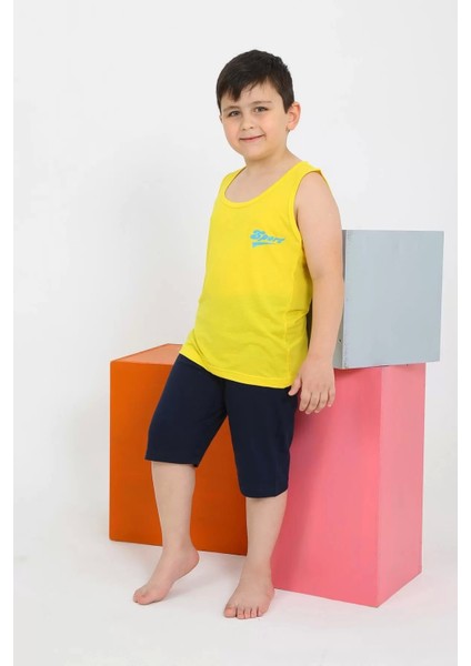 Erkek Çocuk Sıfır Kol Şortlu Sarı Penye Pijama Takımı fiyatları