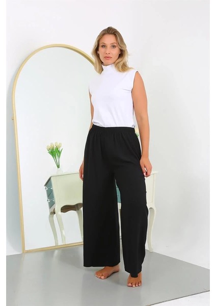 Kadın Büyük Beden Bürümcük Pantolon Siyah fiyatları