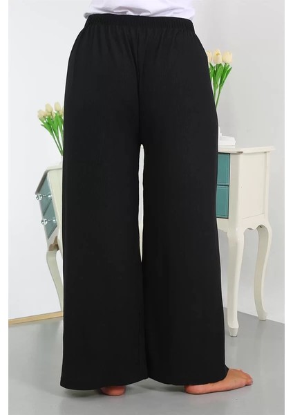 Kadın Büyük Beden Bürümcük Pantolon Siyah