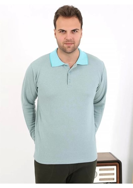 Erkek Polo Yaka Uzun Kol Penye Pijama Takımı Su Yeşili fiyatları