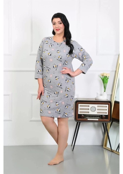 Kadın Büyük Beden Penye Gecelik Ev Elbisesi Gri fiyatları