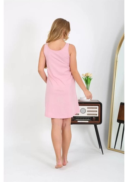 Kadın Kalın Askılı Penye Gecelik Pembe fırsatları