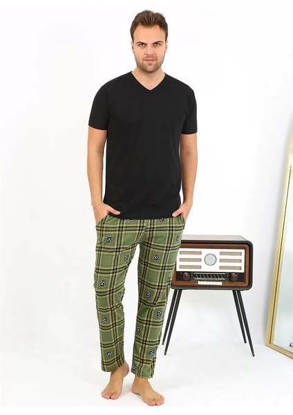 Erkek Ekoseli Desen Penye Tek Alt Pijama Haki fiyatları