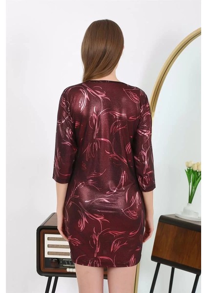 Kadın Micro Kumaş Mini Parlak Elbise Bordo indirimleri