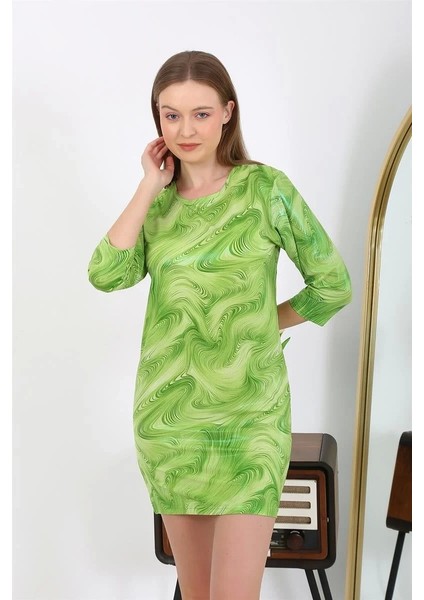 Kadın Micro Kumaş Mini Parlak Elbise Yeşil modelleri