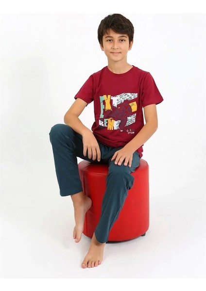 Erkek Çocuk Kısa Kol Penye Pijama Takım Bordo fiyatları