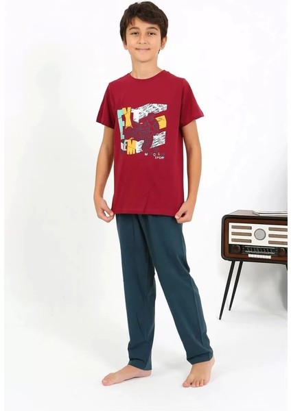 Erkek Çocuk Kısa Kol Penye Pijama Takım Bordo fırsatları