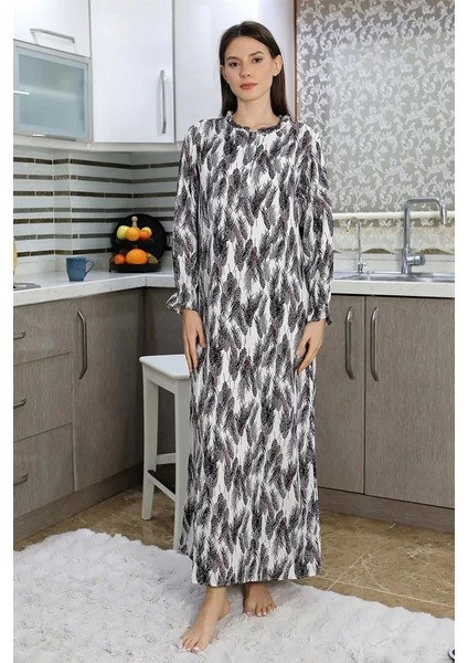 Kadın Uzun Kol Penye Gecelik Ev Elbisesi Mor fırsatları