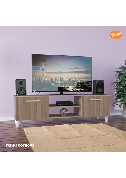 Tv Unıtesi Tv Sehpası Raflı ve 2 Kapaklı Televizyon Sehpası