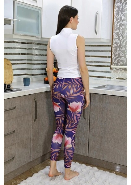 Kadın Micro Desenli Tayt Mor fırsatları