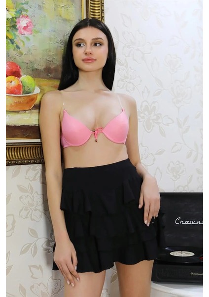 Kadın Destekli Balenli Önden Açılır Dekolteli Sütyen Pembe